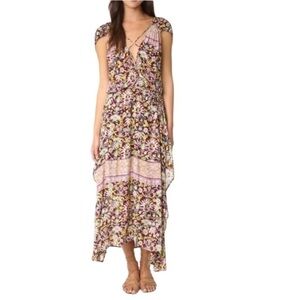 Free People Petra Maxi floral Dress V Neck Purple sz Small